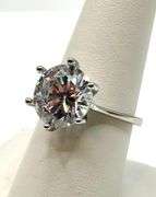 Ladies Sparkling Classic White Gold Plate 5 Ct CZ Ring