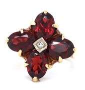Classic 10k YG Garnet Ring