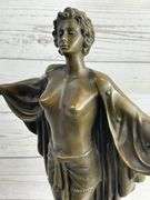 Art Nouveau Nude Woman Awakening Bronze Sculpture