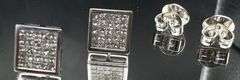 14K White Gold Princess Cut Diamond Cluster Earrings of 1.0 CT