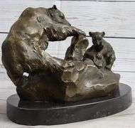 Mother Bear and Cub Bronze Sculpture