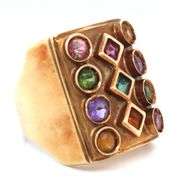 Nicely Designed 14K YG Ring with Colored Stones