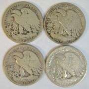 4 Better date Walking Liberty Half Dollars 1916 to 1933-S. Circs