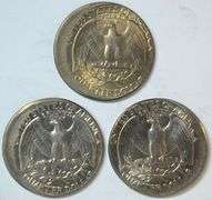 3 Nice 1983 Slightly off-center Washington Quarter Errors in AU to BU