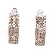 14kt White gold top light brown diamond hoop earrings