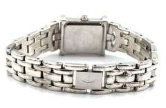 Eccliaci sterling silver quartz diamond bezel watch