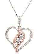 14kt White gold 0.45ctw two tone diamond heart shaped pendant on chain