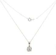 14kt White gold diamond cluster flower pendant on chain