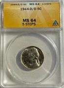 1944 D/D Silver War Nickel MS 64 5 Steps
