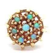 Colorful 14k YG Opal Snowflake Ring
