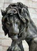 Bronze African Mountain Lion with Cub Statue Sculpture