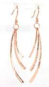 14kt Rose gold diamond cut 3 curved bar dangle earrings