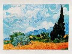 Estate Pencil Signed Vincent Van Gogh, Wheat Field with Crows