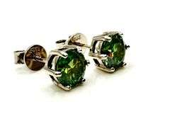 Lovely White Gold Plated 2 Ctw Paraiba Green Fire Moissanite Earrings