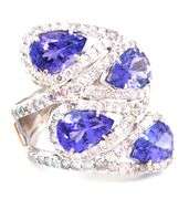 18kt White gold 10ctw Tanzanite and 2.85ctw diamond halo ring