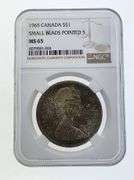 1965 Canada Silver Dollar, NGC MS65 "Small Beads Blunt 5"