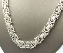 Heavy 11mm flat Byzantine link chain necklace