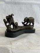 Three Elephants Walking Bronze Statue