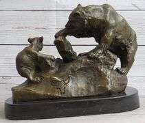 Mother Bear and Cub Bronze Sculpture