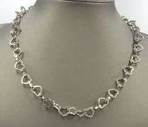 925 Sterling silver heart shaped link chain necklace