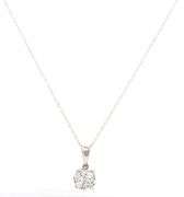 14kt White gold diamond cluster flower pendant on chain