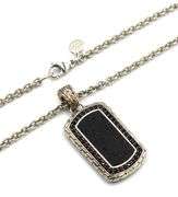 John Hardy black sapphire and Lava rock dog tag pendant on chain