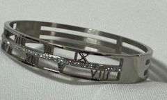 Stainless Steel Silver Color Roman Numeral Bracelet