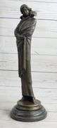 Young Woman with Long Jacket Bronze Sculpture