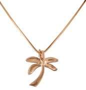 Na Hoku Pink MOP Inlay Palm Tree Pendant Necklace in 14K
