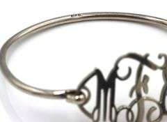 Set of 925 sterling silver Initial cuff bangle and necklace