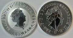2019 Superb Gem BU pure 1 oz Silver $1 Australia Kangaroo & 2 Pound British Britannia