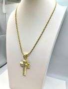 Amazing Yellow Gold Plated Sparkling Cross Pendant Necklacee