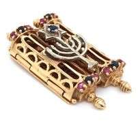 Unique 14K W&Y Gold Torah Pendant