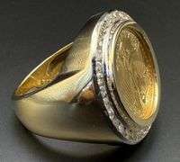 14K Yellow Gold Ring with 22K Yellow Gold Liberty Coin