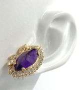 14kt Yellow gold marquise amethyst and CZ earrings