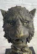 Royal Lion Head Bronze Statue