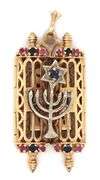 Unique 14K W&Y Gold Torah Pendant