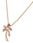 Na Hoku Pink MOP Inlay Palm Tree Pendant Necklace in 14K