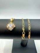 Beautiful Yellow Gold Plate 3.25 Ct Asscher Cut Simulated Diamond Pendant Necklace