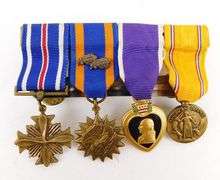 4 Vintage Miniature Military Medals on Ribbons