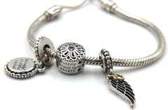 Pandora snake chain slider bracelet with 3 charms