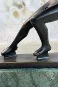 Ice Skater Bronze Sculpture on Marble Base Figurine