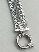 Italian 14KT White Gold 10MM Flattened Curb Cuban Chain Bracelet