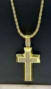 Amazing 14 Kt Yellow Gold Plated Sparkling Cross Pendant Necklacee