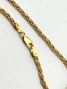 18KT Yellow Gold Center Round Gray Pearl Flanked By Two Oval Pink Tourmaline And Blue Topaz Dangling