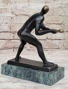 Mid Century Baseball Player Bronze Sculpture