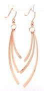 14kt Rose gold diamond cut 3 curved bar dangle earrings