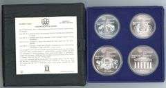 1976 4-Piece Montreal Olympics BU Silver Coin Set in Original Packaging w/CoA