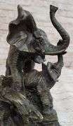 Elephant with Baby Wildlife Bronze Sculpture