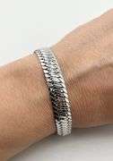 Italian 14KT White Gold 10MM Flattened Curb Cuban Chain Bracelet